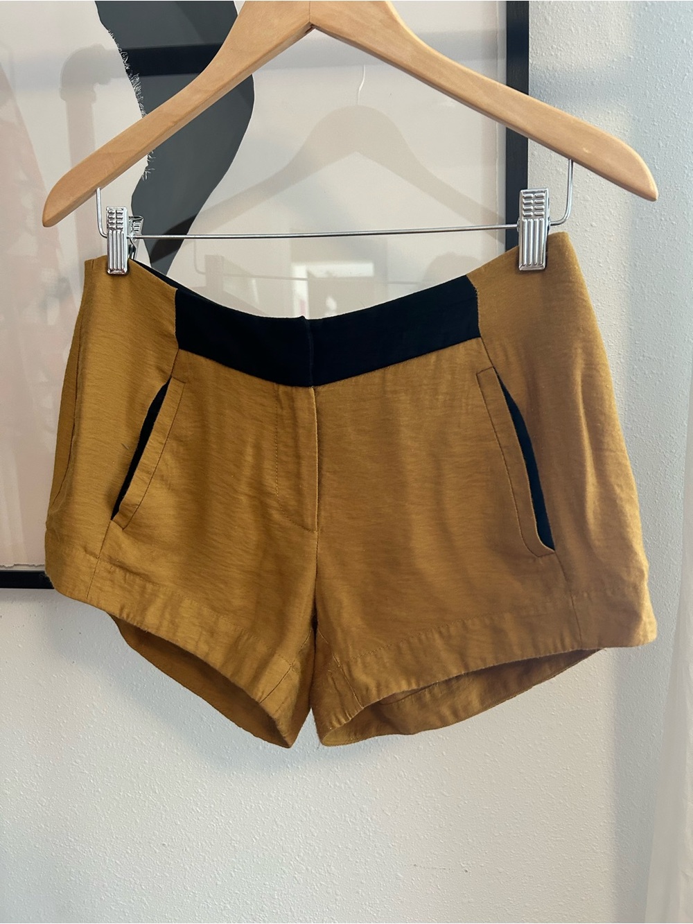 BCBGeneration Women’s Mustard Shorts with Black Trim, Size 0